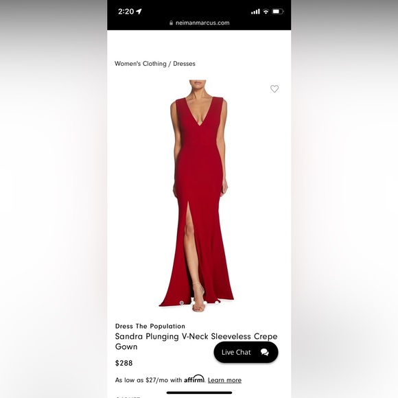 Dress the Population Dresses & Skirts - Dress the Population Sandra Plunging V-Neck Sleeveless Crepe Gown